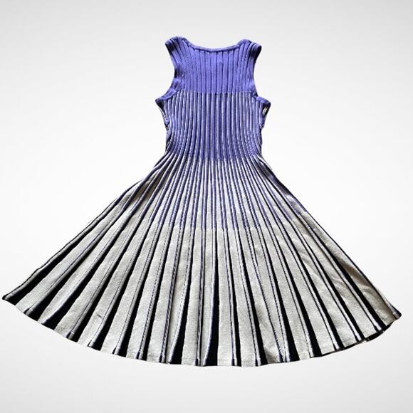 Milly Minis Godet Striped Sleeveless Fit and Flare Pleated Knit Dress Kids Sz 12 - Picture 10 of 12